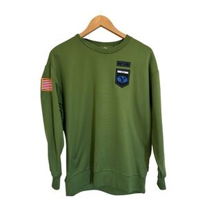 RARE WOMENS NIKE BYU COUGARS SALUTE TO SERVICE SWEATSHIRT GREEN DRI FIT SIZE S